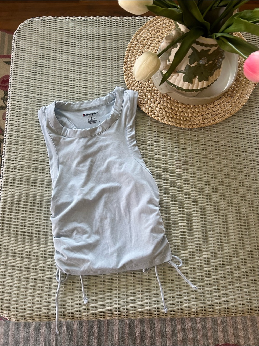 Champion Women’s Pale Blue Racerback Tank with Side Drawstrings